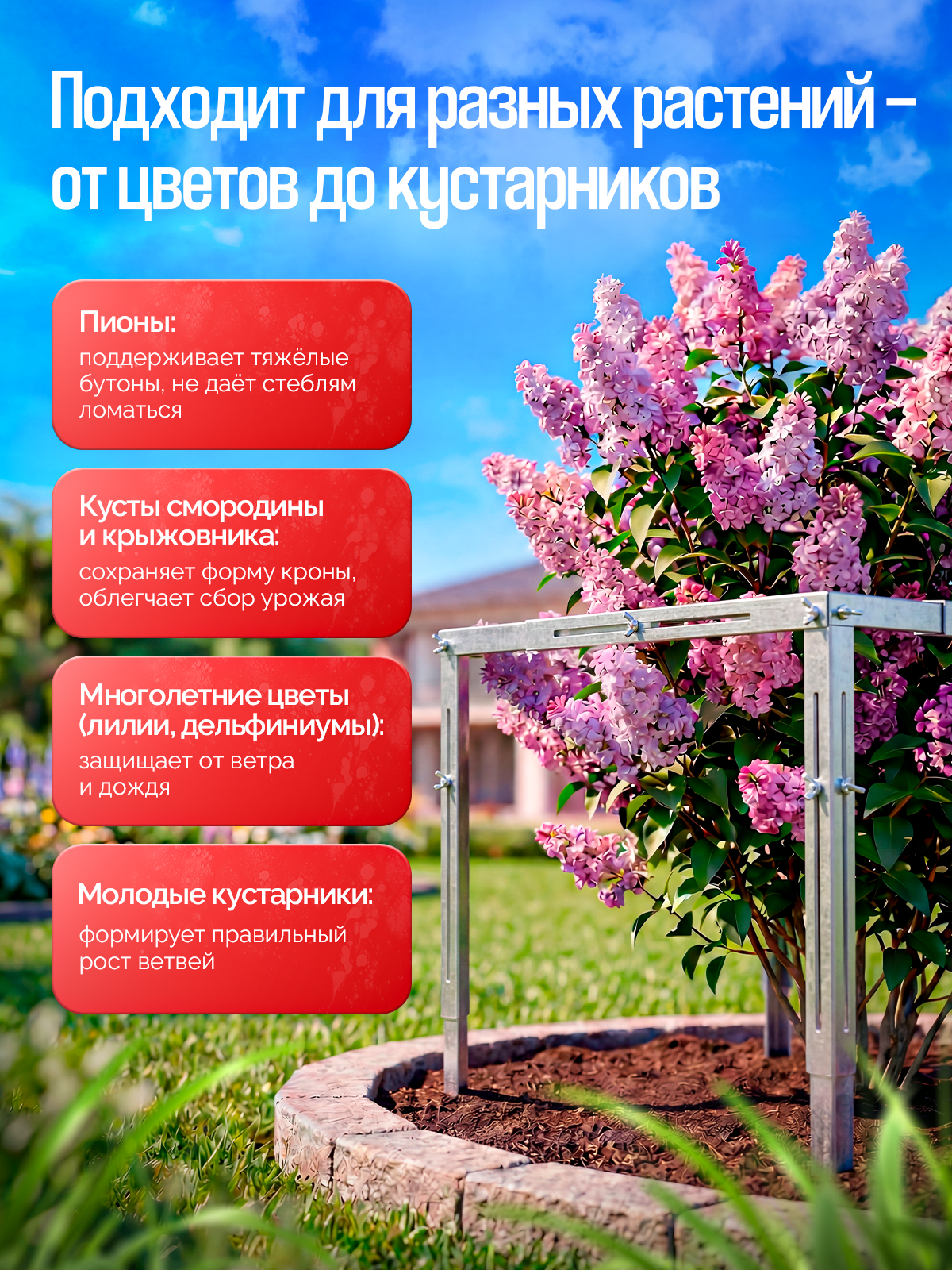 Опора для растений в саду металлическая