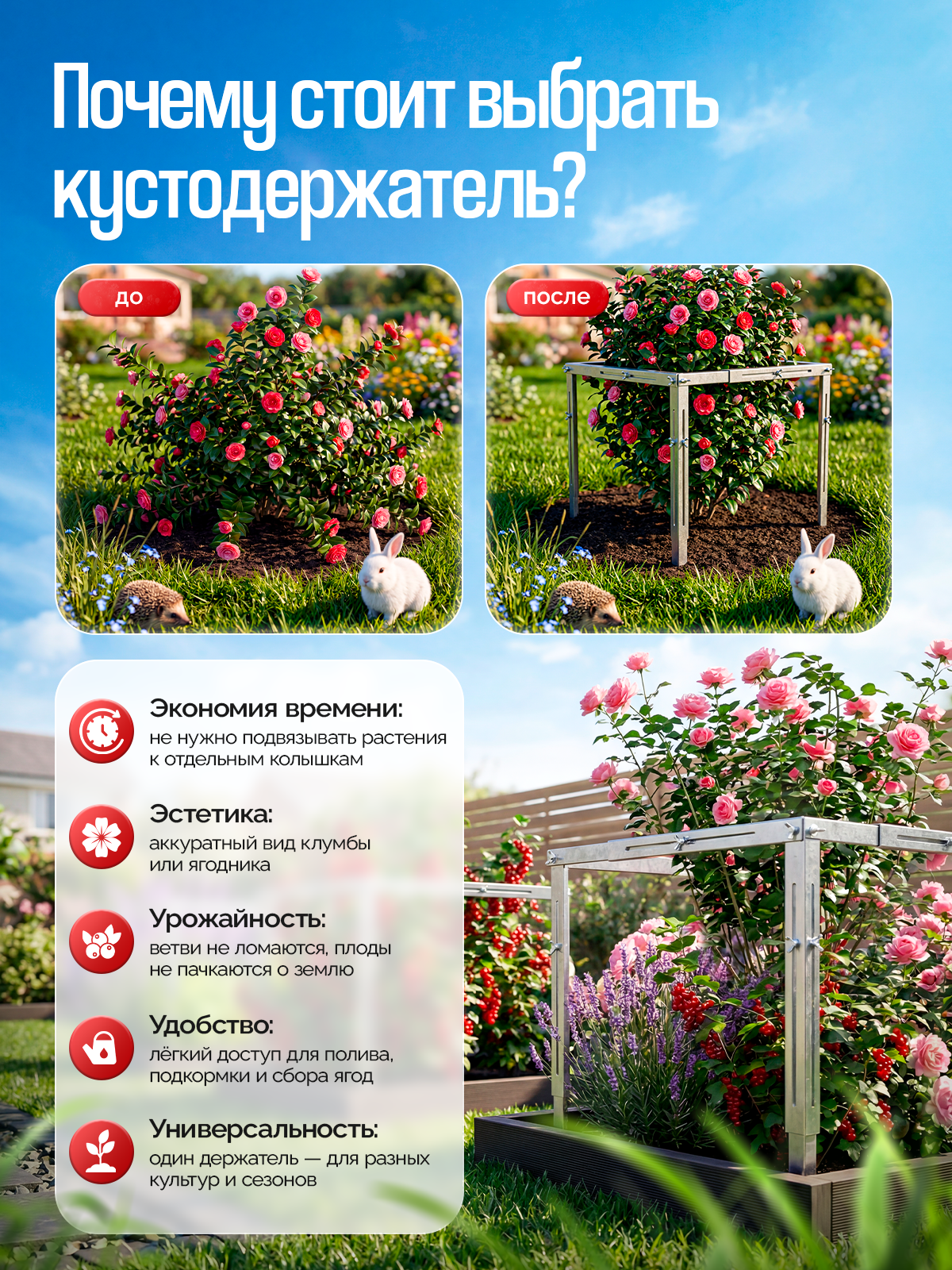 Опора для растений в саду металлическая